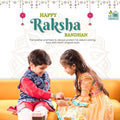 GoHooked multicolor designer Rakhi set for Bhaiya and Bhabhi with pearl beads, roli chawal vials, and storage tray.
