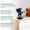 GoHooked black polyresin rapper bulldog figurine holding a gold tray with keys and a pink lanyard. Features gold accents.