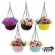 Go Hooked Round Rattan Woven Plastic Hanging Pots, Hanging Planters for Plants, Multicolor Hanging Pots for Garden, Balcony, Patio (Pack of 5) (7.1" in Diameter)