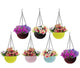 Go Hooked Round Rattan Woven Plastic Hanging Pots, Hanging Planters for Plants, Multicolor Hanging Pots for Garden, Balcony, Patio (Pack of 7) (7.1" in Diameter)