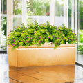 GoHooked Recta large brown polymer planter pot with drainage hole, perfect for indoor or outdoor plants.