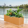 GoHooked Recta R brown polymer planter pot with modern design, 24x12.5 inch, for indoor/outdoor plants.