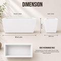 GoHooked rectangular marble white polymer planter pot, 36 inches long with ribbed texture and drainage hole.