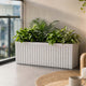 Go Hooked Rectangular Planter Pot (24x12) Inch | Marble White Ribbed Design Plastic Flower Pot for Indoor Outdoor Balcony Garden Window Railing Patio | Polymer Decorative Plant Container