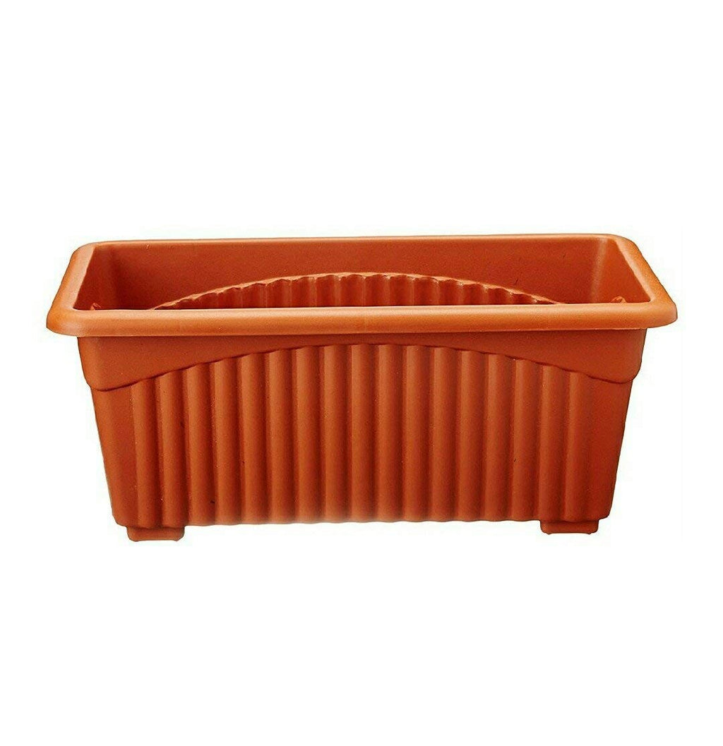 GoHooked rectangular plastic plant pot, rust-resistant, ideal for home, window display, or garden. (Set of 6, Blue)