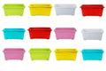GoHooked pack of 12 rectangular plastic plant pots in multicolor, 35x18.5x15 cm, ideal for home and garden.