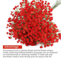 GoHooked red artificial baby's breath flowers with flexible stems, made of soft rubber and plastic. Realistic floral arrangement.
