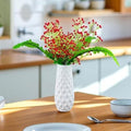 GoHooked red artificial baby's breath flowers in a white textured vase, perfect for wedding bouquets and home decor.
