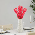 Go Hooked red artificial flowers in a white textured vase, perfect for home and office decor.