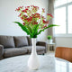 Go Hooked Artificial Flowers with Surahi Vase 60cm Approx | 5Pcs Red Baby’s Breath Gypsophila | 4Pcs Fern Leaves | Real Touch Faux Plant Décor for Living Room, Bedroom, Office & Tabletop