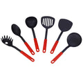 Go Hooked Cookware Plastic Spatula for Non Stick Premium Slotted Set of 6 Heat-Resistant Spoon Easy Design to Clean,Cooking Quality Heat Resistant Plastic Spatulas Home Kitchen Tools for Cooking (Red)