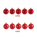 GoHooked red Christmas ball ornaments, 2 inch, pack of 12. Shiny and matte finishes with glitter accents.
