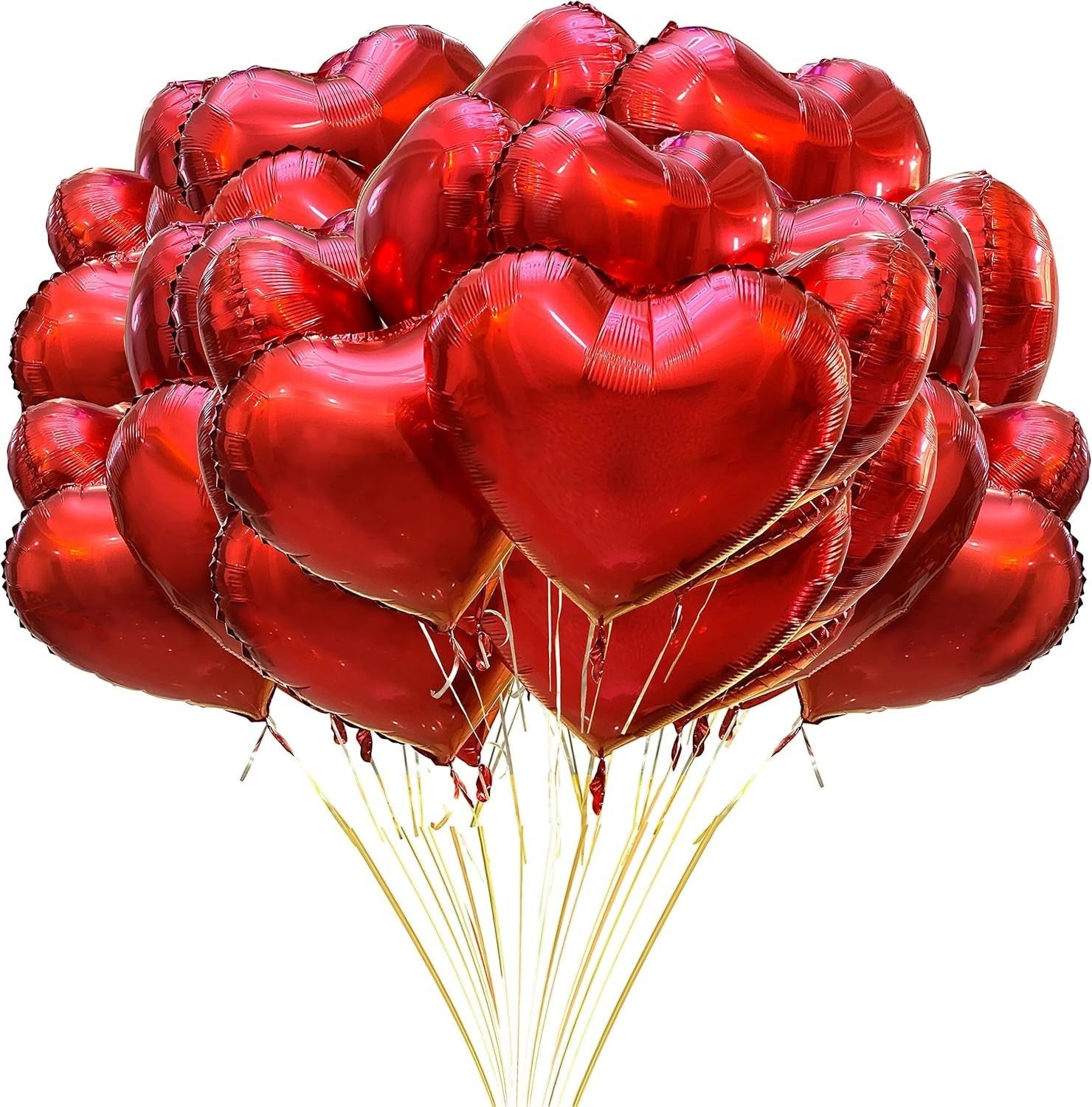 GoHooked red heart-shaped foil balloons for Valentine's Day, anniversaries, and romantic occasions.