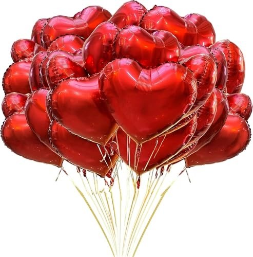 GoHooked red heart foil balloons for Valentine's Day, proposals, and anniversaries.