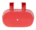 Go Hooked red metal railing planter with detachable double hooks, 12-inch oval shape, weatherproof and anti-rust.