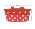 Go Hooked red metal oval hanging planter with white polka dots, 12 inch