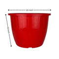 Go Hooked 10-inch red plastic Duro flower pot, lightweight and durable for indoor/outdoor gardening.