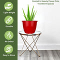 GoHooked red 8-inch plastic flower pot with tray, lightweight, durable, and easy to move.