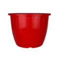 GoHooked 8-inch red plastic flower pot with tray, durable and UV-stabilized for indoor/outdoor gardening.