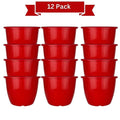 GoHooked 10-inch red plastic Duro flower pots, pack of 12. Lightweight, durable, and suitable for indoor/outdoor gardening.