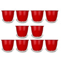 Go Hooked red plastic flower pots, 8 inch, pack of 10 with trays. Durable, UV-stabilized polypropylene for indoor/outdoor gardening.