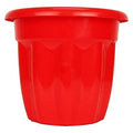 GoHooked red plastic garden planter with a fluted design, suitable for indoor and outdoor home decor