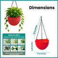 GoHooked red plastic hanging planter with metal chain, 8.5 inch diameter, woven crystal texture.