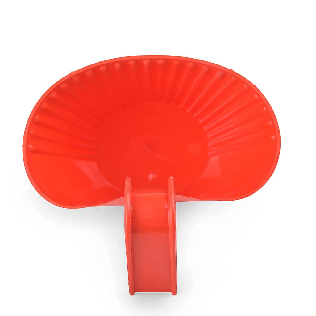 GoHooked red plastic hanging planter pot with double hook for balcony or garden use.