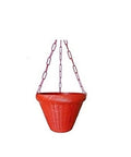 GoHooked red woven plastic hanging pot planter, 9 inch, set of 6