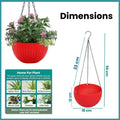 GoHooked red plastic hanging planter with woven texture, 7.1 inch diameter, 13 inch chain. Set of 3.