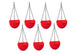 Go Hooked Flower Hanging Planter | Hanging Pots with Metal Hanging Chain| Beautiful Hanging | Flower Pots for Home Garden Balcony | RED| Pack of 7 | Round Crystal | Plastic