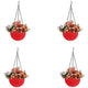 Go Hooked Pots | Plastic | Hanging Pot | Red | Pot Diameter- 7.1 Inch | Pot Height-4.8 Inch | Pot Thickness-3 mm | Chain Length-13 inch Approx. | 4 Pieces