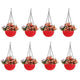 Go Hooked Pots | Plastic | Hanging Pot | Red | Pot Diameter- 7.1 Inch | Pot Height-4.8 Inch | Pot Thickness-3 mm | Chain Length-13 inch Approx. | 8 Pieces