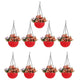 Go Hooked Pots | Plastic | Hanging Pot | Red | Pot Diameter- 7.1 Inch | Pot Height-4.8 Inch | Pot Thickness-3 mm | Chain Length-13 inch Approx. | 9 Pieces