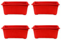 GoHooked set of 4 red rectangular plastic plant pots with ribbed texture and raised feet.
