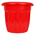GoHooked red plastic planter pot, 8 inches, UV stabilized, BPA-free polypropylene, ideal for indoor/outdoor use.