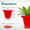 GoHooked red plastic planter pot with saucer, 6-inch twister design for indoor/outdoor plants.