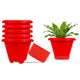 Go Hooked Plastic Planter Pots Set of 6 with Saucer Tray | Flower Pots for Home, Office Garden Dcor | Red 6 Inch Zenith Pot for Indoor Outdoor Plants | Stylish & Modern Design Plant Containers