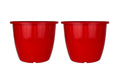 GoHooked Sunshine red plastic planters, pack of 2. Indoor-outdoor use, durable BPA-free polypropylene.