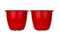 GoHooked red plastic planters, pack of 2. Lightweight, UV resistant, ideal for indoor/outdoor gardening.