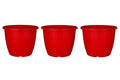 GoHooked set of 3 red plastic planters. These UV-resistant, lightweight pots are ideal for indoor or outdoor gardening.