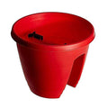 GoHooked red plastic 12-inch railing planter with hanging hook, set of 2