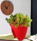 GoHooked red plastic 12-inch railing planter with hanging succulent plants. Set of 3.