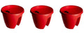 GoHooked red plastic 12-inch railing planters, set of 3, perfect for balconies and herbs.