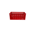 GoHooked red plastic storage bin with a perforated design. Ideal for home, office, or kitchen organization.
