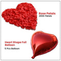 GoHooked red artificial rose petals and red heart foil balloons for romantic decor