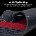 GoHooked red rubber door mat with anti-slip textured backing for heavy duty dust control and home entrance safety