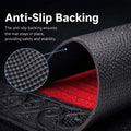 GoHooked red rubber door mat with a textured anti-slip backing and decorative border for home entrance safety.