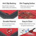 GoHooked red rubber door mat with ribbed surface, anti-slip backing, and dirt-trapping design for home entrance.