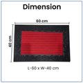 GoHooked red and black rubber door mat with a ribbed center and decorative border, measuring 40x60 cm.